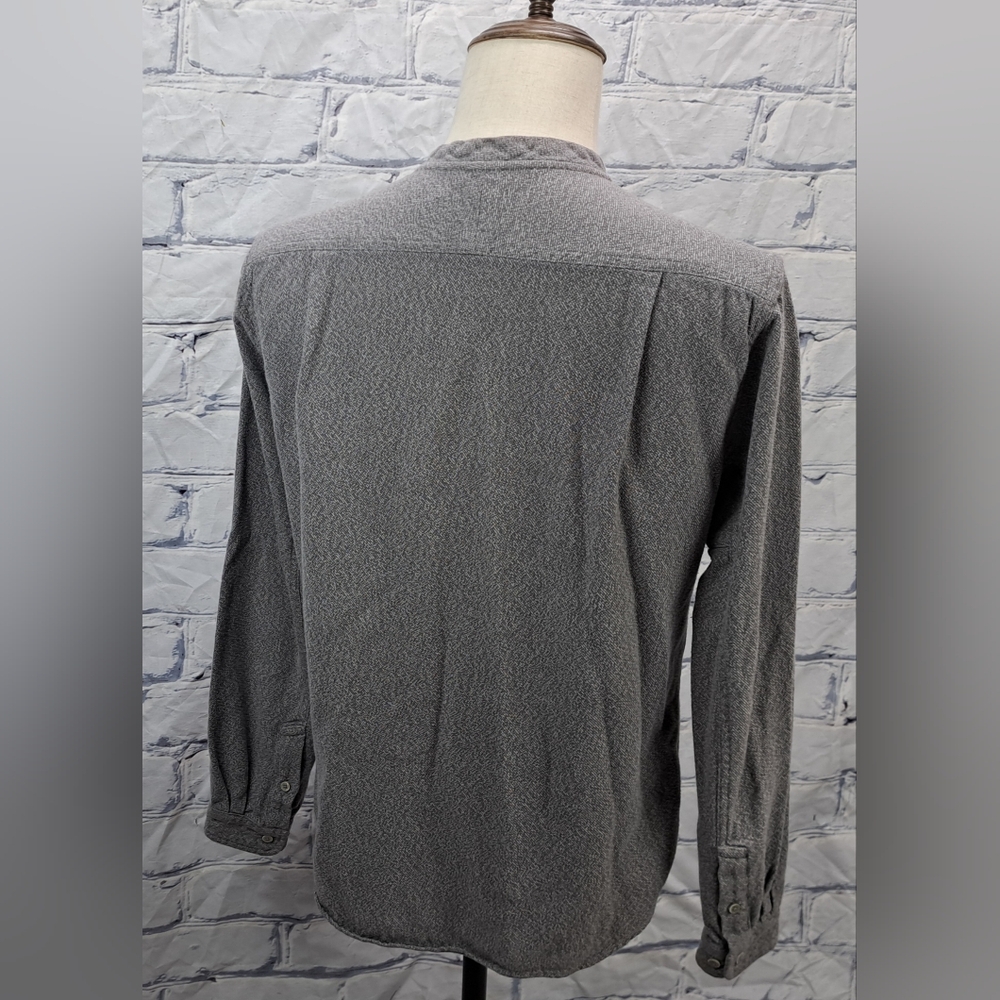 Wings + Horns Men's Button Down Shirt Mandarin Collar Gray Medium - Picture 12 of 16